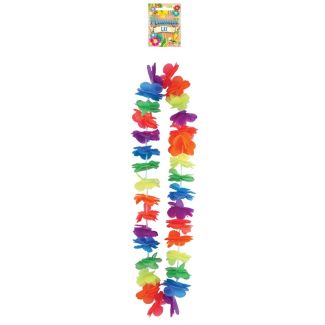 Wholesale Lei Hula 100cm W/6cm Petal Multicol Neon Delx