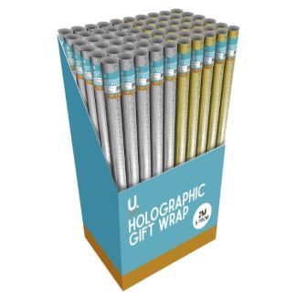 U. Gold & Silver Holographic Giftwrap (2m x 70cm)