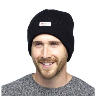Unisex Thinsulate Plain Black Beanie Hat