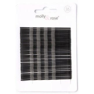 36pcs Black Enamel Kirby Hair Grips - 65mm 