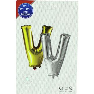 16" Letter "V" Air filled Foil Balloon - Silver