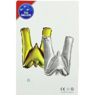 16" Letter "W" Air filled Foil Balloon - Gold