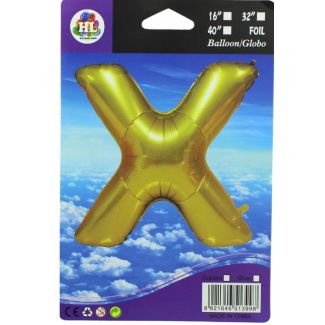 16" Letter "X" Air filled Foil Balloon - Gold