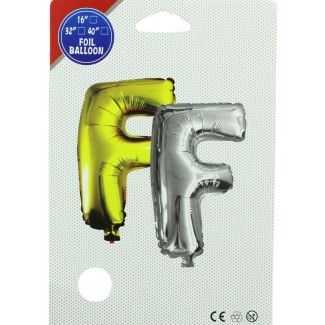 16" Letter "F" Air filled Foil Balloon - Silver