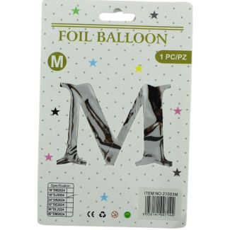 16" Letter "M" Air filled Foil Balloon - Silver
