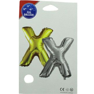 16" Letter "X" Air filled Foil Balloon - Silver