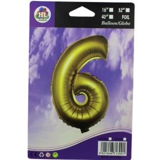 16" Number "6" Air filled Foil Balloon - Silver
