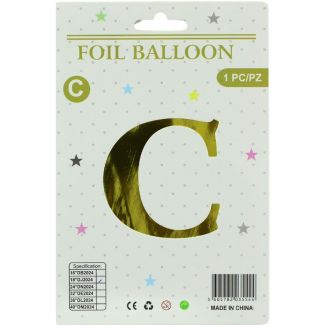 16" Letter "C" Air filled Foil Balloon - Gold