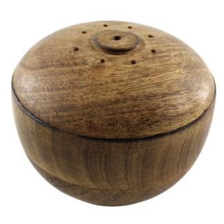Mango Wood Incense Bowl 4" Moon/Star Jali Burner 