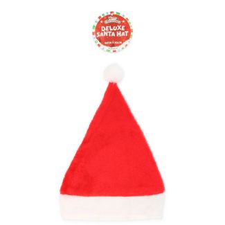 Deluxe Adult Santa Hat with Plush Bobble
