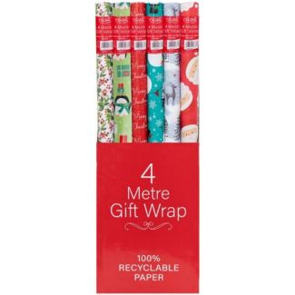 Christmas Wrapping Paper Roll – 4 Metres (Assorted Designs)
