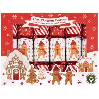Mini Christmas Crackers Gingerbread Design - (6 Pack)