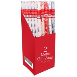 Christmas Foil Wrapping Paper Roll – 2 Metres (Assorted Designs)