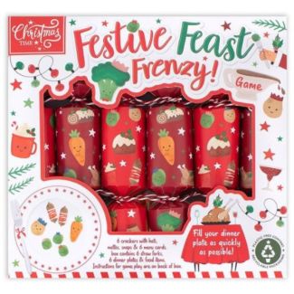 Festive Feast Frenzy — Box of 6 Christmas Game Crackers (9")
