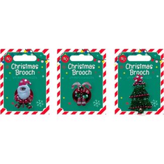 LED-Lit Festive Christmas Brooch – Assorted Designs