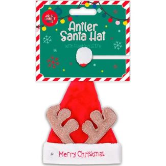 Flashing Antler Santa Hat with LED Lights