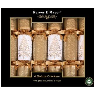 Deluxe Gold Tree Christmas Crackers — (6 packs)