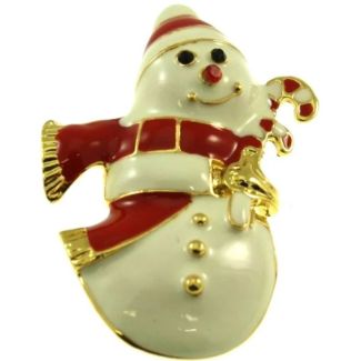 Snowman Brooch with Festive Detailing – (5x3cm)