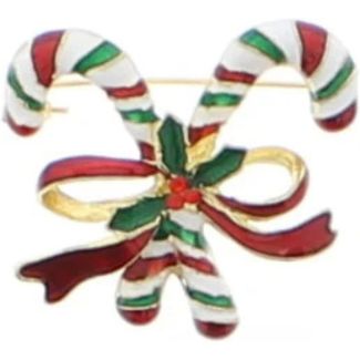 Candy Cane Christmas Brooch with Festive Detailing – (4x4cm)