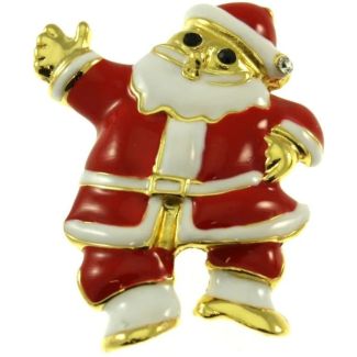 Santa Claus Stocking Brooch with Festive Detailing – (6x5cm)