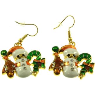 Snowman Christmas Earrings with Festive Detailing – (3x3cm)