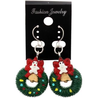 Christmas Wreath Earrings with Festive Detailing – (3x2cm)