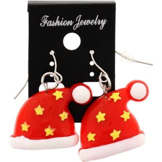 Santa Hat with Stars Earrings with Festive Detailing – (2.5x2cm)
