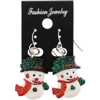 Snowman Earrings with Festive Detailing – (3x1.5cm)