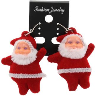 Fluffy Santa Claus Christmas Earrings with Festive Detailing – (5x4cm)