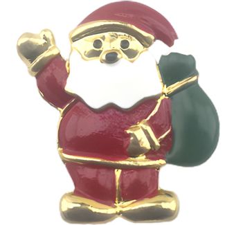 Gold Jolly Santa Claus Brooch with Festive Detailing – (5x4cm)