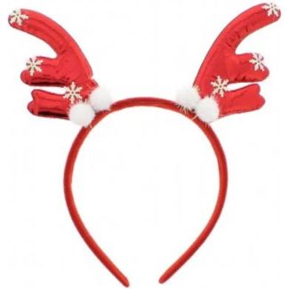 Soft Fabric Antler Headband - Red