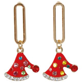Little Hat Metal Earrings — Red