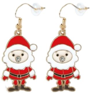 Santa Claus Metal Earrings — Red