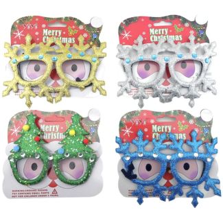 Christmas Fun Glasses Set Snowflakes and Tree Design - Assorted Design