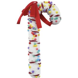 White Candy Cane Christmas with Sprinkles Decoration — 20cm