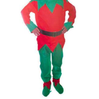 Men's Elf Costume with Jacket, Hat, Trousers, Shoes & Belt