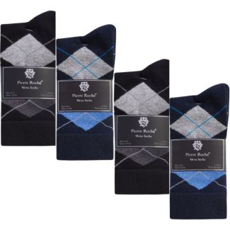 Men's Pierre Roche Argyle Ragg Ankle Socks (6 Pack) – Assorted