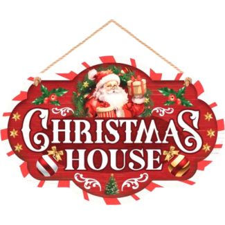 Festive “Christmas House” Decorative Sign