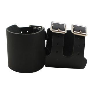 Black Plain Leather Wristband (6.5cm)