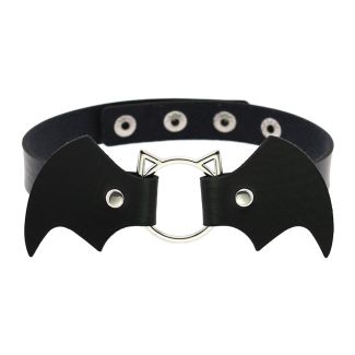 Vegan Leather Choker Bat Design 