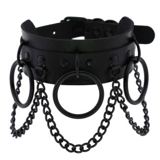 Vegan Leather Choker Rings and Chain Design 