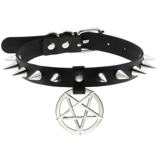 Vegan Leather Choker Pentagram Pendant Design