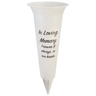 Graveside Flower Vase – In Loving Memory (White)