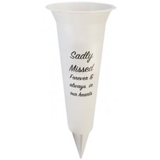 Graveside Flower Vase – Sadly Missed (White)