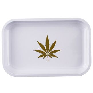 Wholesale White Metal R-Tray - Gold Leaf (29cm x 19cm)