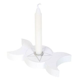 Wholesale White Triple Moon Spell Candle Holder 