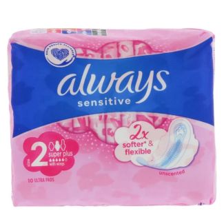 Wholesale Always Sensitive Super Plus Pads With Wings (10pcs) SIZE 2