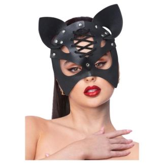 Wholesale Fever Black Mock Leather Cat Mask
