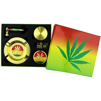 Wholesale Gold Rasta Leaf Design Gift Set - 4 pcs 