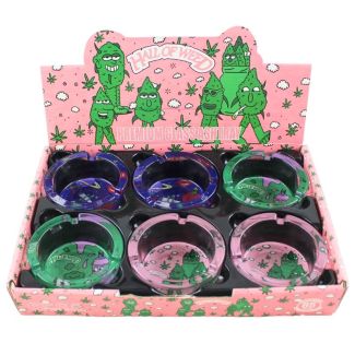 Wholesale Hall Of Leaf Round Premium Glass Ashtray - Assorted